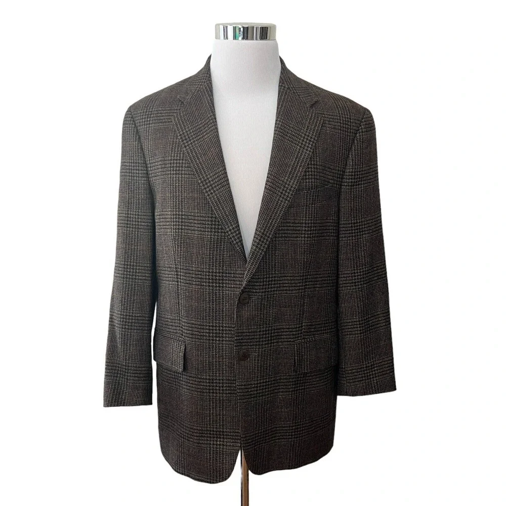 Ralph Lauren Chaps Blue Green Red‎ Lambswool Tweed Blazer Jacket Sport Coat